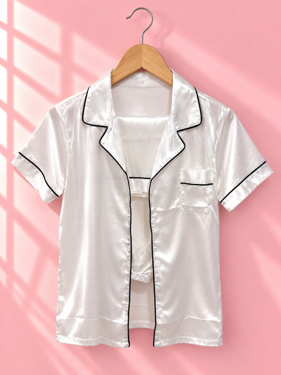 Conjunto en Satín Blanco