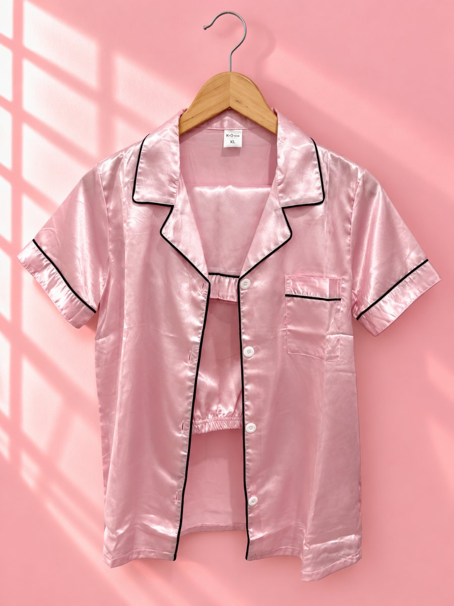 Conjunto en Satín Rosado